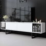 Hanah Home Soporte TV Blanco y Negro 180cm Melamina y Metal 180x30x48cm